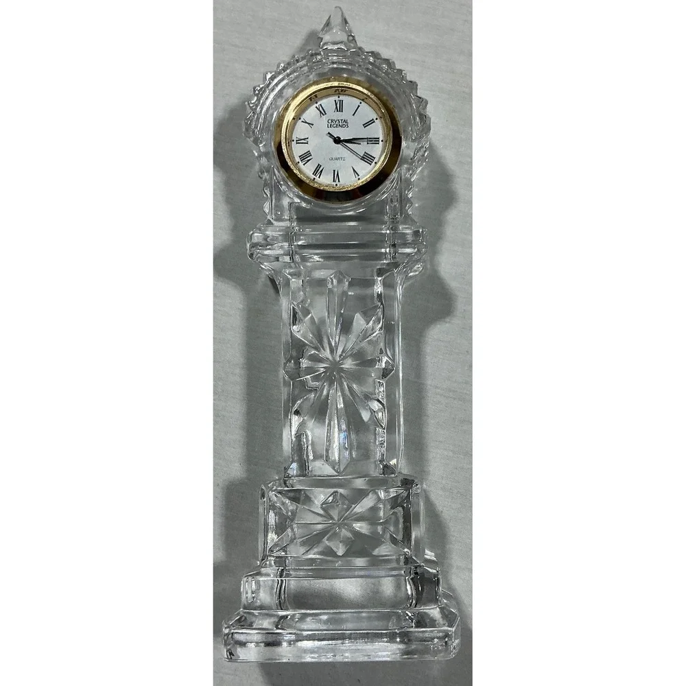 Godinger Crystal Legends Lead Crystal Grandfather Clock Quartz 8in